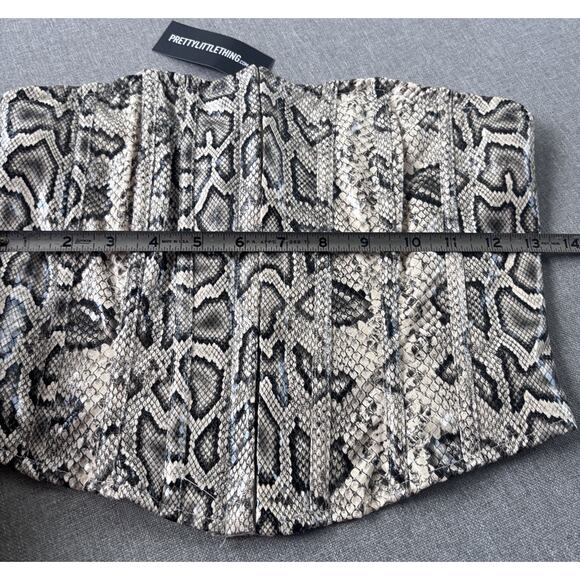 NWT Pretty Little Thing Snake Skin Corset Bustier Crop Top Y2K Sz 2 - Picture 3 of 6